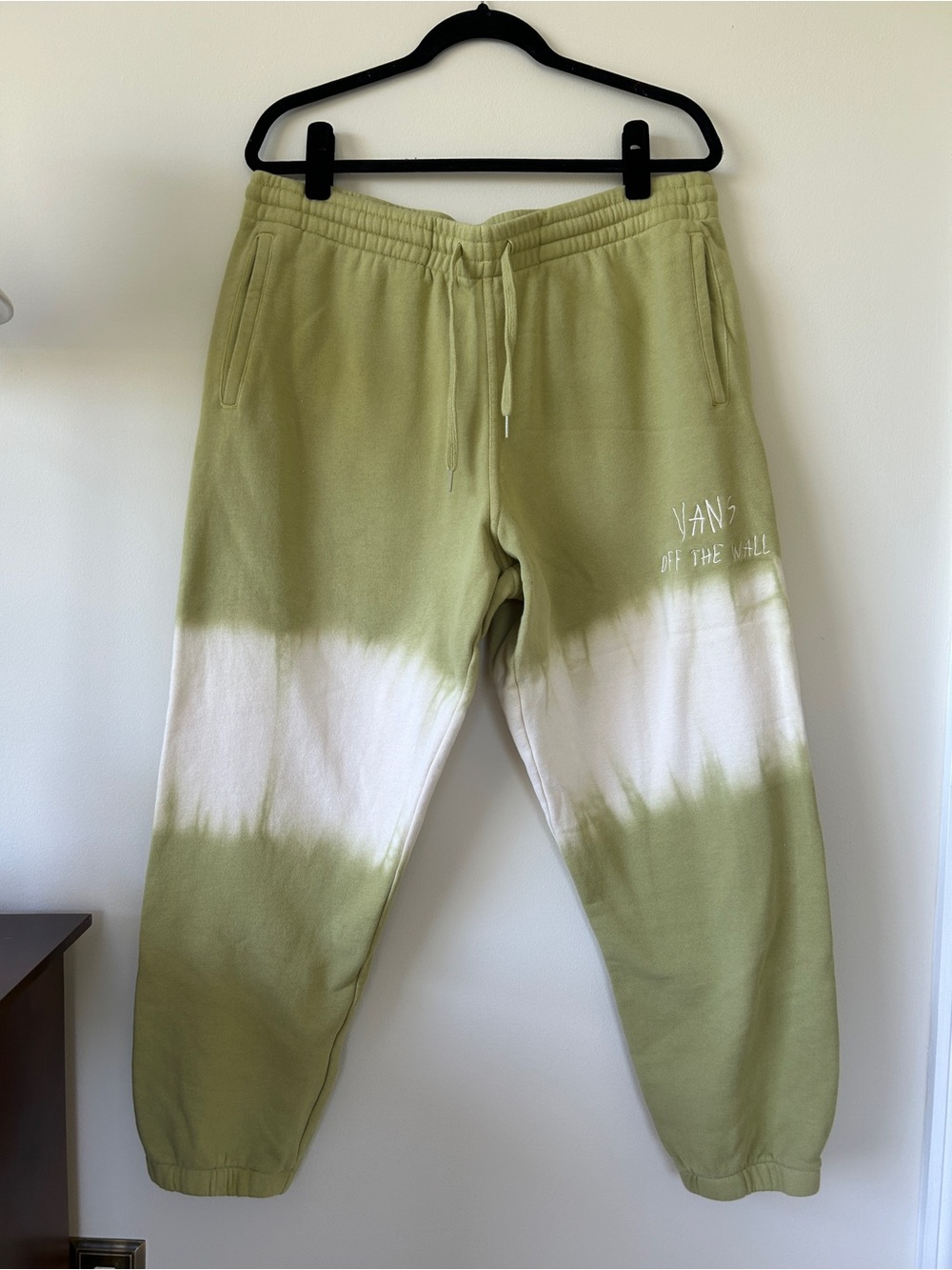 Vans Olive Green and White Tie-Dye Jogger Sweatpants